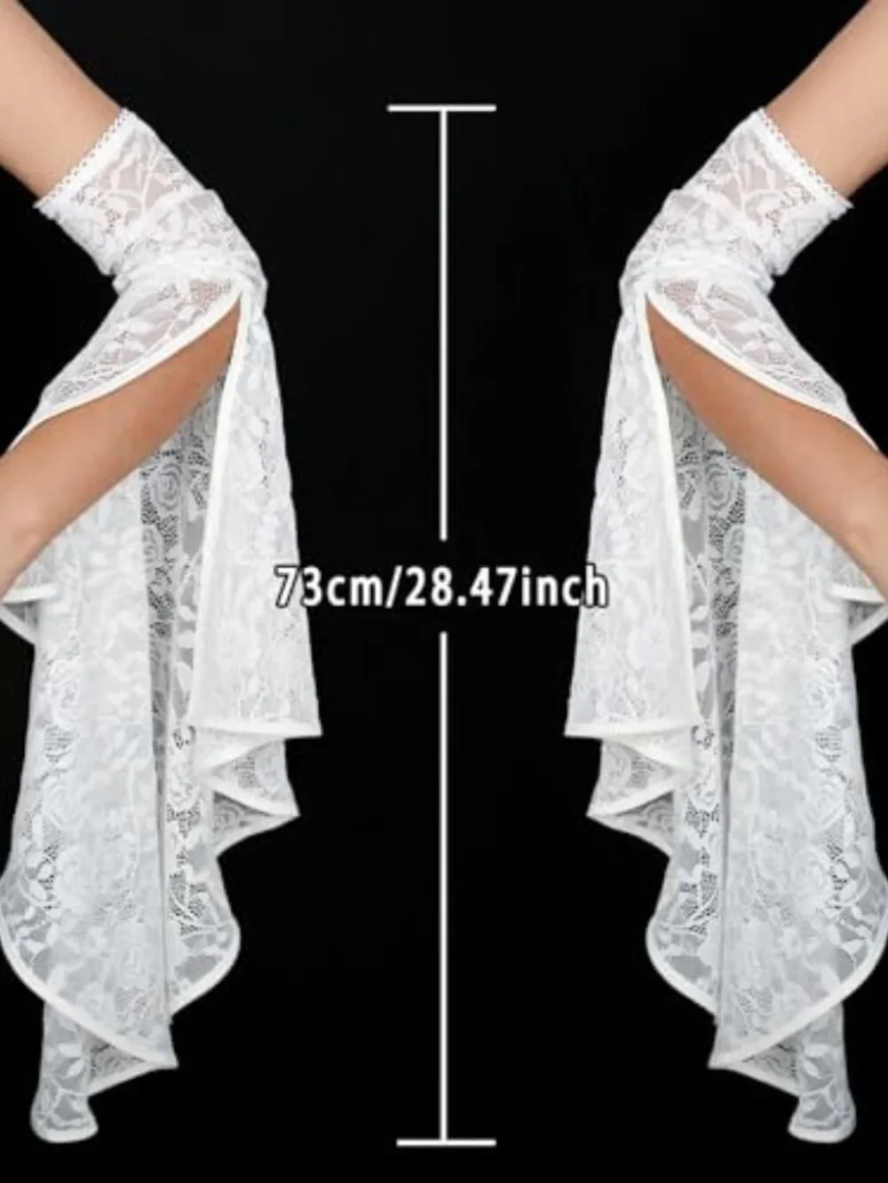 Gothic Black Lace Detachable Witch Gloves Victorian Arm Sleeves with Flared